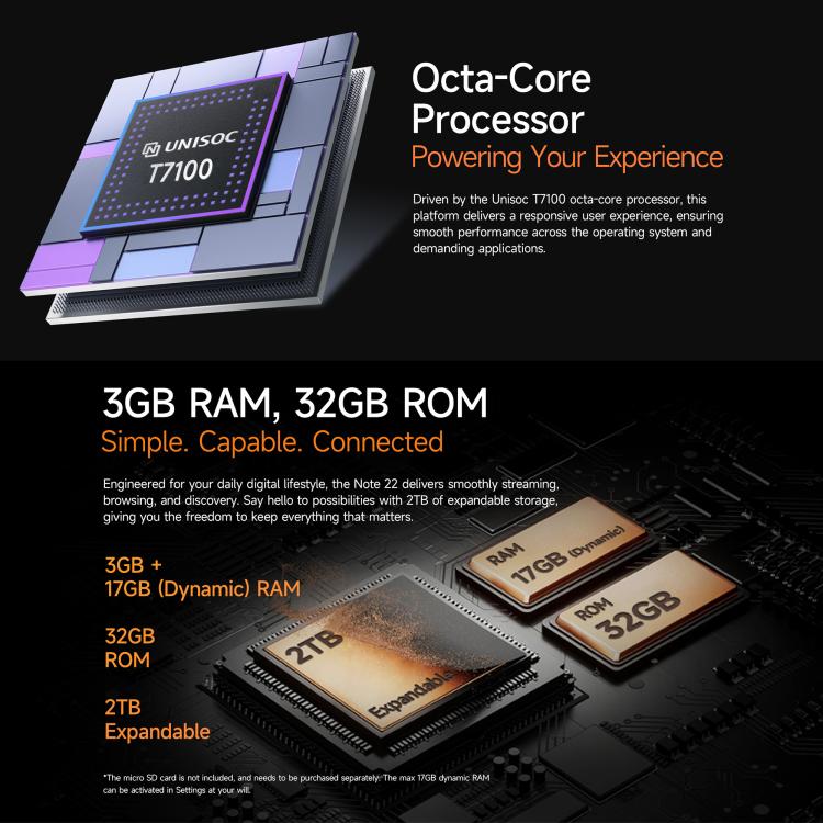 Ulefone Note 22, 3GB+32GB, 5.0 inch Android 16 Go Unisoc T7100 Octa Core, Network: 4G, OTG