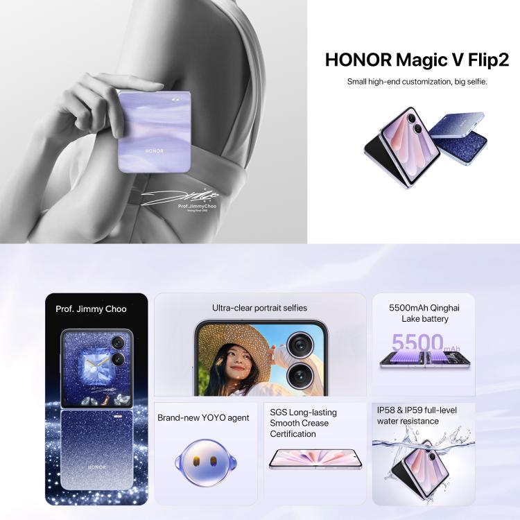 Honor Magic V Flip2, 12GB+1TB, 6.82 inch + 4.0 inch MagicOS 9.0.1  Android 15 Snapdragon 8 Gen 3 Octa Core, Network: 5G, NFC, OTG, 12GB+1TB