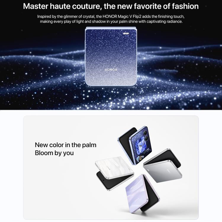 Honor Magic V Flip2, 12GB+1TB, 6.82 inch + 4.0 inch MagicOS 9.0.1  Android 15 Snapdragon 8 Gen 3 Octa Core, Network: 5G, NFC, OTG, 12GB+1TB