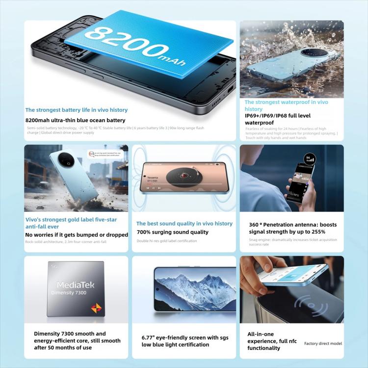 vivo Y500, 8GB+128GB, 6.77 inch Android 15 OriginOS 5 Dimensity 7300 Octa Core, OTG, NFC, Network: 5G, 8GB+128GB