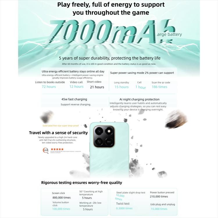 Honor Play10T, 8GB+128GB, Side Fingerprint, 6.8 inch Android 15 Magic OS 9.0 Snapdragon 6s Gen 3 Octa Core, Network: 5G, 8GB+128GB