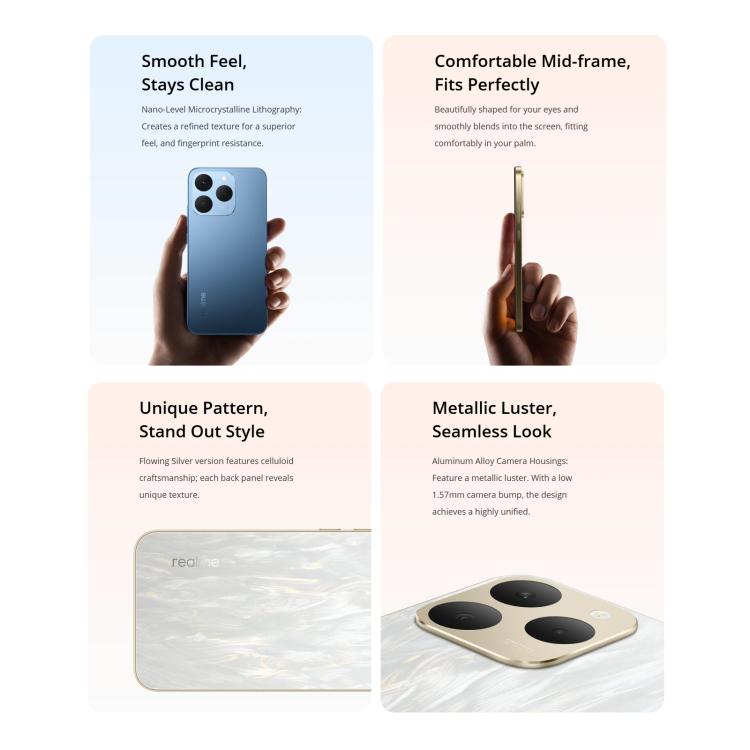 Realme 15T, 12GB+256GB, Screen Fingerprint Identification, 6.57 inch Realme UI 6.0 Android 15 MediaTek Dimensity 6400 Max Octa Core, NFC, Network: 5G, 12GB+256GB
