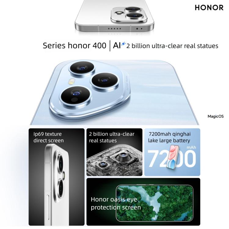 Honor 400, 16GB+512GB, Screen Fingerprint, 6.55 inch MagicOS 9.0 / Android 15 Snapdragon 7 Gen 4 Octa Core, Network: 5G, NFC, OTG, Honor 400, 16GB+512GB