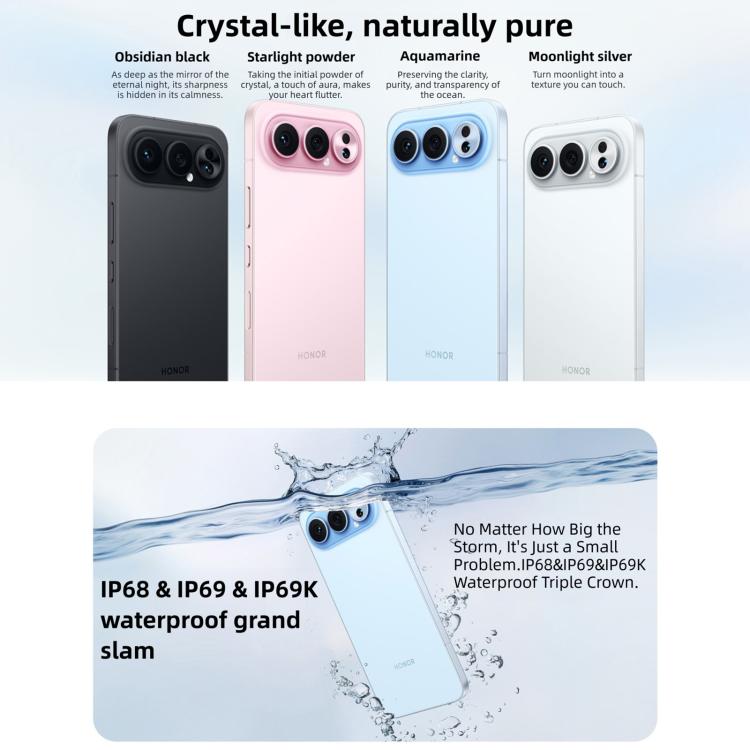 Honor 500 Pro, 12GB+512GB, Screen Fingerprint, 6.55 inch MagicOS 10.0 / Android 16 Snapdragon 8 Elite Gen 4 Octa Core, Network: 5G, NFC, OTG, Honor 500 Pro, 12GB+512GB