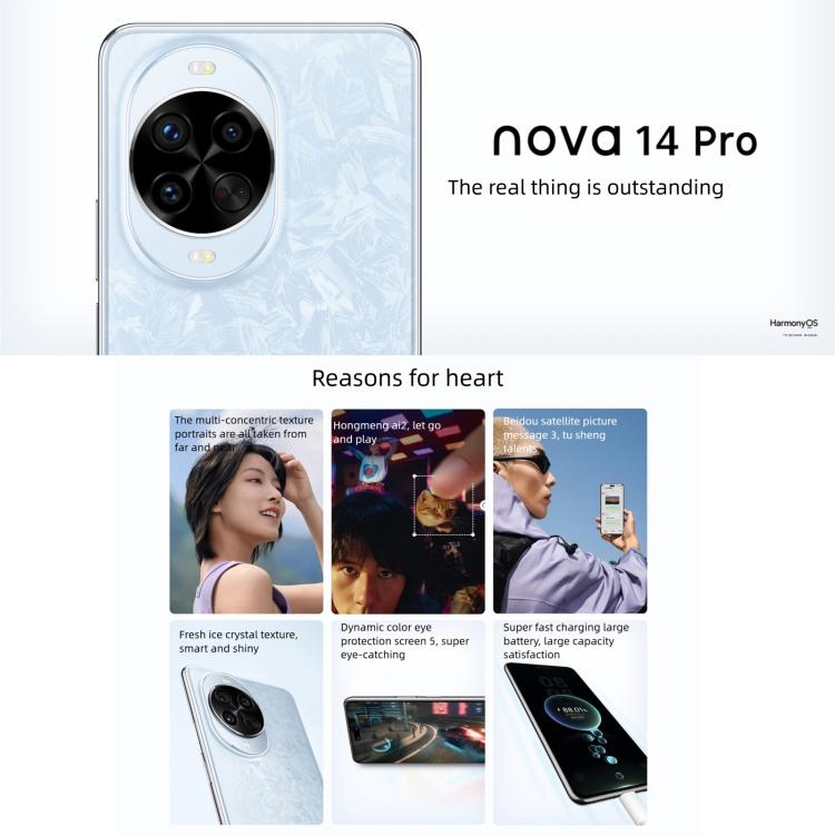 Huawei nova 14 Pro, 12GB+512GB, Side Fingerprint Identification, 6.78 inch HarmonyOS 5.0, NFC, OTG, Not Support Google Play, 12GB+512GB, nova 14 Pro, 12GB+512GB