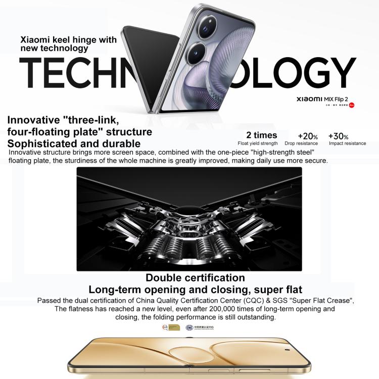 Xiaomi MIX Flip 2, 12GB+512GB, 6.86 inch + 4.01 inch Xiaomi HyperOS 2 Snapdragon 8 Elite Octa Core, NFC, Network: 5G, 12GB+512GB