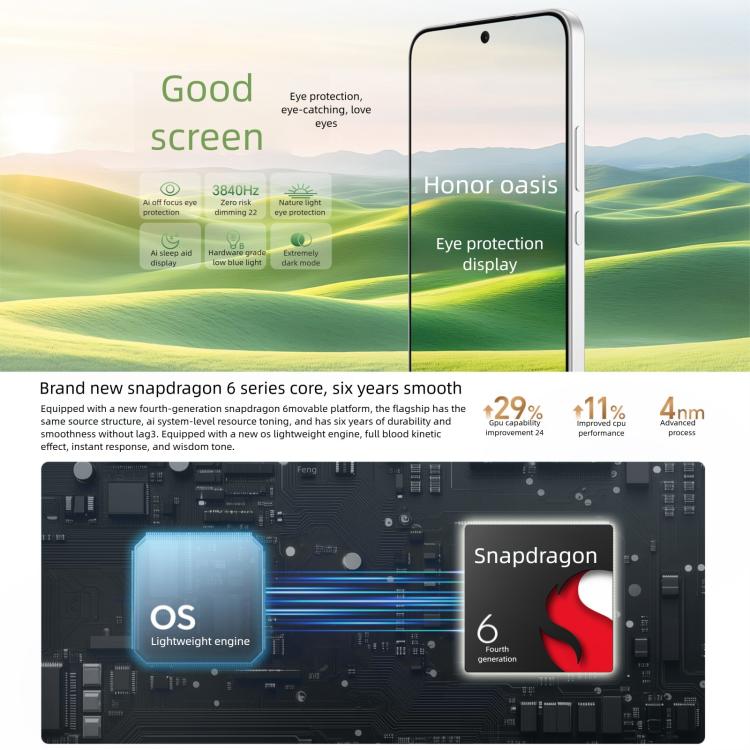 Honor X70, 12GB+256GB, Screen Fingerprint, 6.79 inch MagicOS 9.0 Snapdragon 6 Gen 4 Octa Core, Network: 5G, OTG, NFC, Support Google Play, 12GB+256GB