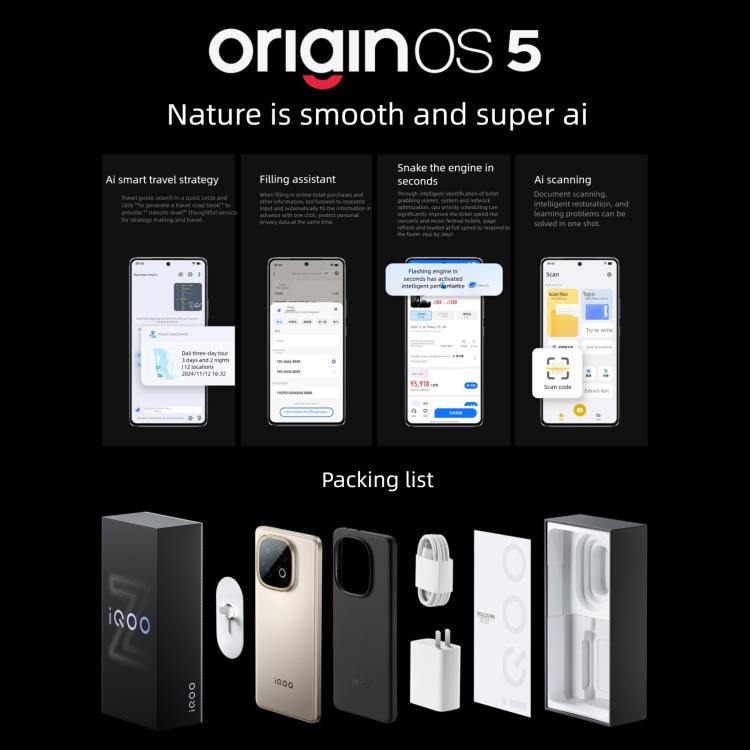 vivo iQOO Z10 Turbo+, 12GB+256GB, Screen Fingerprint, 6.78 inch Android 15 OriginOS 5 Snapdragon 8 Elite Octa Core, OTG, NFC, Network: 5G, Support Google Play, 12GB+256GB