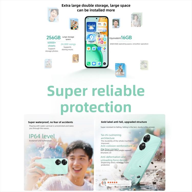Honor Play10C, 8GB+256GB, Side Fingerprint, 6.61 inch MagicOS 9.0 Android 15 Dimensity 6300 Octa Core, Network: 5G, OTG, 8GB+256GB