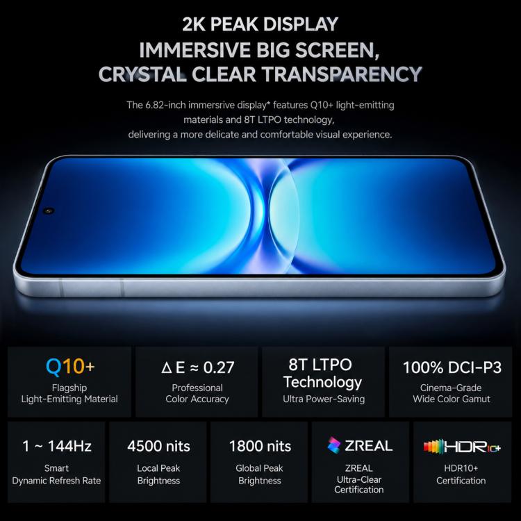 vivo iQOO 15T, 12GB+256GB, Ultrasonic 3D Fingerprint, 6.82 inch Android 16 OriginOS 6 Dimensity 9500 Monster Octa Core, OTG, NFC, Network: 5G, Support Google Play, 12GB+256GB