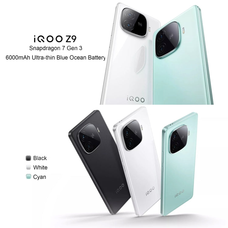 vivo iQOO Z9, Dual Back Cameras, 12GB+512GB, Face ID Screen Fingerprint Identification, 6.78 inch Android 14.0 OriginOS 4 Snapdragon 7 Gen 3 Octa Core 2.63GHz, OTG, NFC, Network: 5G, Support Google Play, vivo iQOO Z9, 12GB+512GB
