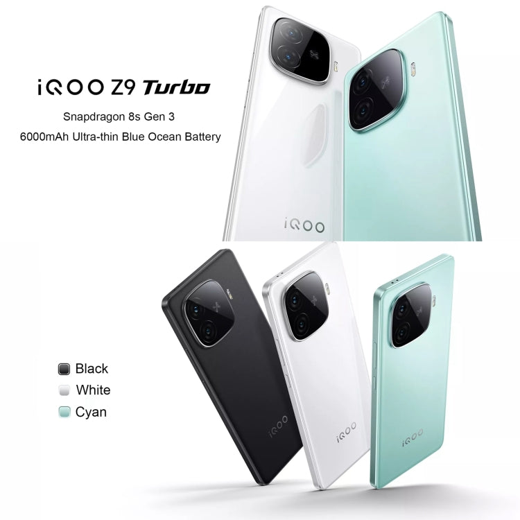 vivo iQOO Z9 Turbo, Dual Back Cameras, 16GB+256GB, Face ID Screen Fingerprint Identification, 6.78 inch Android 14.0 OriginOS 4 Snapdragon 8s Gen 3 Octa Core 3.0GHz, OTG, NFC, Network: 5G, Support Google Play, vivo iQOO Z9 Turbo, 16GB+256GB