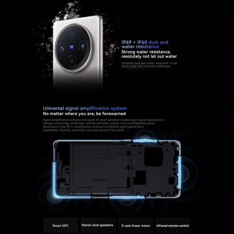 vivo X100s Pro, Triple Back Cameras, 16GB+1TB, Face ID / Fingerprint Identification, 6.78 inch Android 14 OriginOS 4 Dimensity 9300+ Octa Core, OTG, NFC, Network: 5G, Support Google Play, vivo X100s Pro, 16GB+1TB