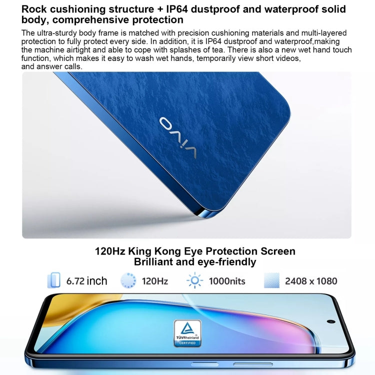 vivo Y200i, Dual Back Cameras, 12GB+256GB, Face ID Screen Fingerprint Identification, 6.72 inch Android 14.0 OriginOS 4 Snapdragon 4 Gen 2 Octa Core 2.2GHz, OTG, Network: 5G, Support Google Play, vivo Y200i, 12GB+256GB