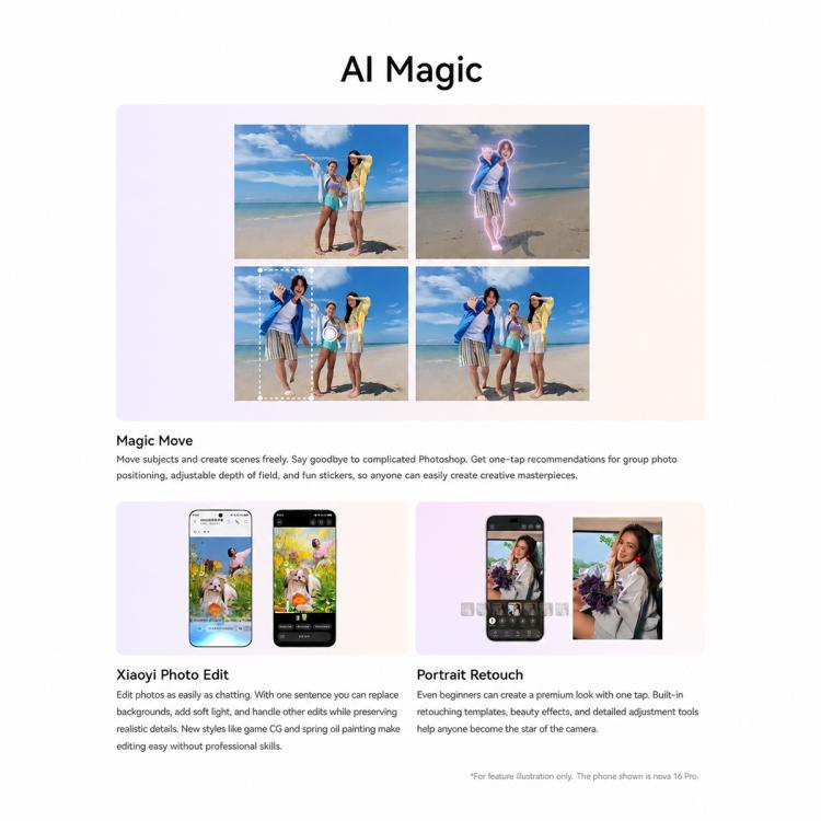 Huawei nova 16, 12GB+256GB, Side Fingerprint Identification, 6.68 inch HarmonyOS 6.1 Kirin 9010S Octa Cora, NFC, OTG, Not Support Google Play, 12GB+256GB