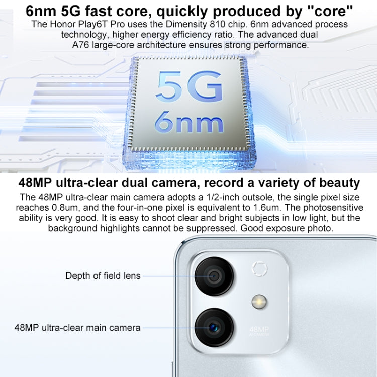 Dual Back Cameras, Side Fingerprint Identification, 4000mAh Battery, 6.7 inch Magic UI 5.0 (Android 11) MediaTek Dimensity 810 Octa Core up to 2.4GHz, Network: 5G, OTG, Not Support Google Play, 8GB+256GB