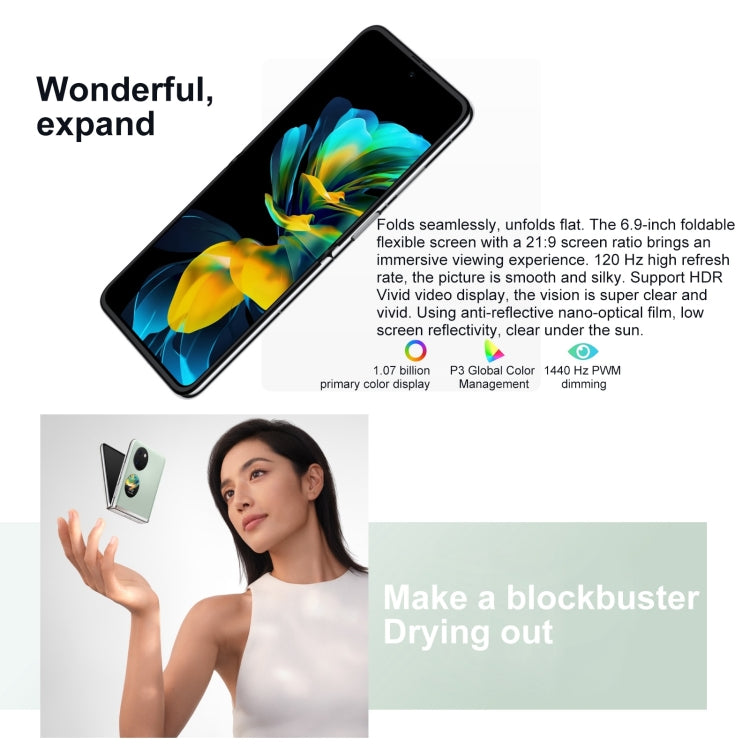 Dual Back Cameras, Side Fingerprint Identification, 6.9 inch + 1.04 inch HarmonyOS 3.0 Snapdragon 778G Octa Core up to 2.42GHz, Network: 4G, OTG, NFC, Not Support Google Play, 256GB Pink, 256GB Gold, 256GB Blue, 256GB Mint Green, 256GB Obsidian Black  ...