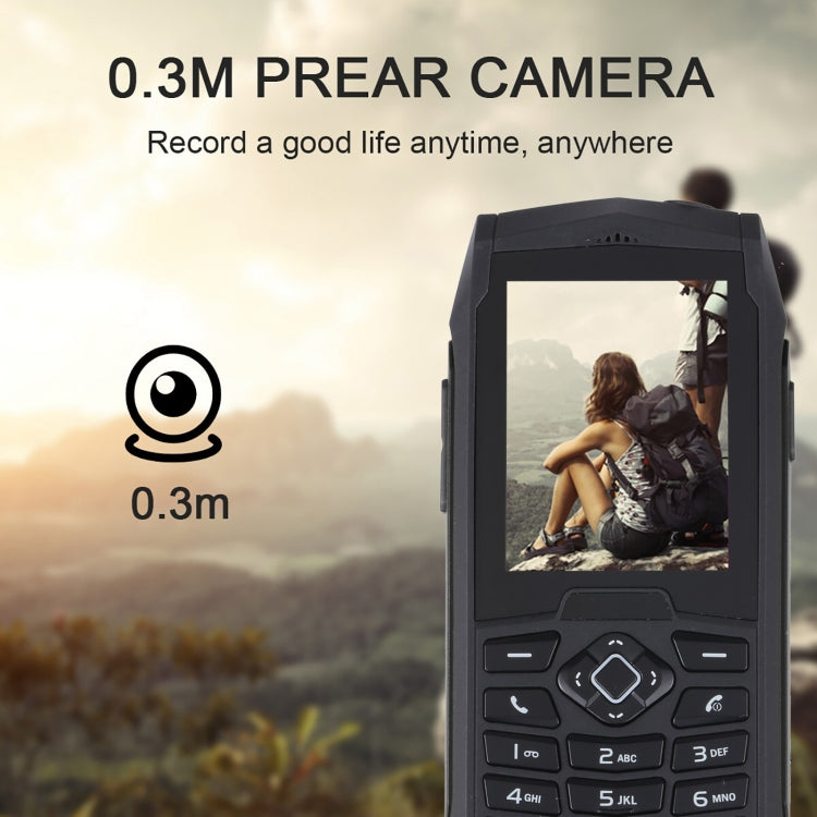 IP68 Waterproof Dustproof Shockproof, 2.4 inch, MTK6261D, 2000mAh Battery, Loud Box Speaker, FM, Network: 2G, Dual SIM