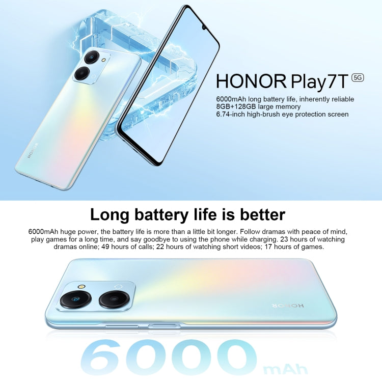 Dual Back Cameras, Side Fingerprint Identification, 6000mAh Battery, 6.74inch Magic UI 6.1 / Android 12  Dimensity 6020 Octa Core, Network: 5G, OTG, Not Support Google Play, 8GB+128GB