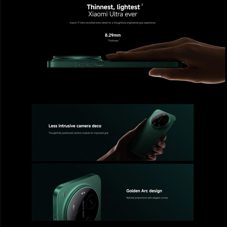 Xiaomi 17 Ultra Global, 16GB+1TB, Ultrasonic Fingerprint, 6.9 inch Xiaomi HyperOS 3 Snapdragon 8 Elite Gen 5 Octa Core, NFC, Network: 5G, 16GB+1TB(Black), 16GB+1TB (Green)