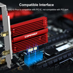 COMFAST CF-AX210 PLUS 5374Mbps Tri-band + Bluetooth 5.2 Wireless WiFi6E PCI-E Network Card, CF-AX210 PLUS