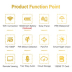 ESCAM QF280 HD 1080P IP66 Waterproof WiFi Solar Panel PT IP Camera with Battery, Support Night Vision / Motion Detection / TF Card / Two Way Audio, with Battery