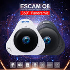ESCAM Q8 960P 360 Degrees Fisheye Lens 1.3MP WiFi IP Camera, Support Motion Detection / Night Vision, IR Distance: 5-10m, AU Plug, Q8 US Plug, Q8  AU Plug, Q8 EU Plug, Q8 UK Plug