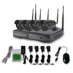 4CH HD 720P 1.0 Mega Pixel 2.4GHz WiFi IP Bullet Camera + NVR Kit, 4CH HD