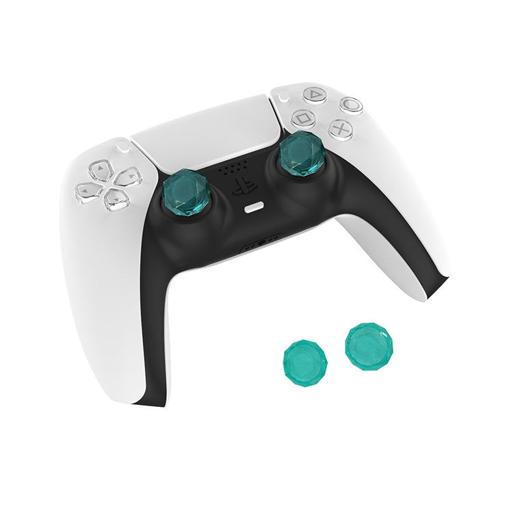 2 PCS Diamond Texture Games Grip Caps for PS5, Green, Blue, Red, Clear White