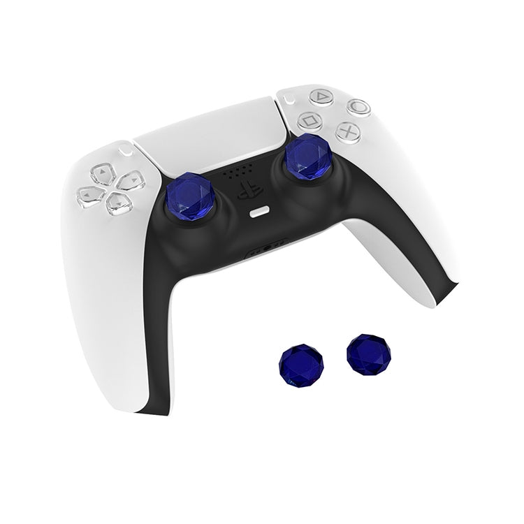 2 PCS Diamond Texture Games Grip Caps for PS5, Blue, Red, Clear White, Green