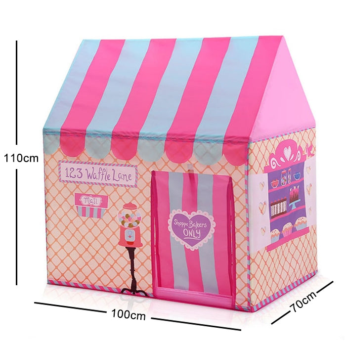 Household Children Printing Play Tent Small Game House with Passageway, with Passageway (Pink), with Passageway (Green)