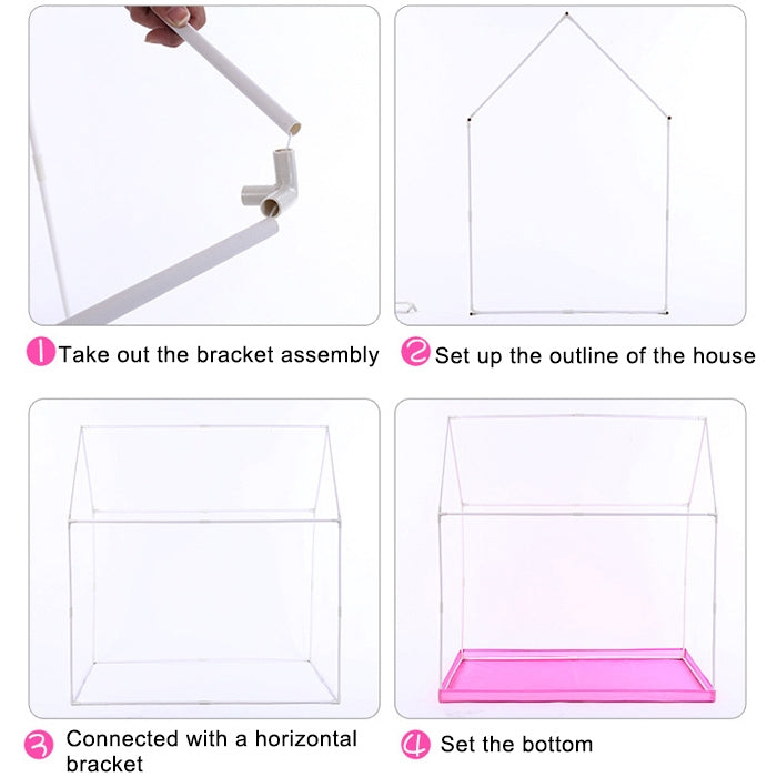 Household Children Printing Play Tent Small Game House with Passageway, with Passageway (Pink), with Passageway (Green)