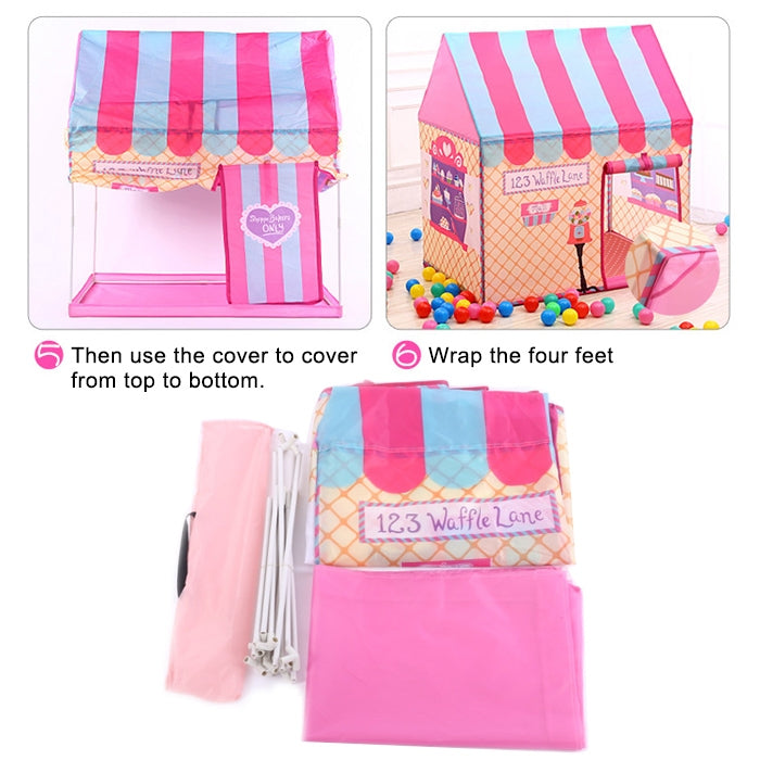 Household Children Printing Play Tent Small Game House with Passageway, with Passageway (Pink), with Passageway (Green)