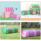 Household Children Printing Play Tent Small Game House with Passageway, with Passageway (Pink), with Passageway (Green)