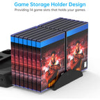 KJH P5-010-2 Multi-function Charging Cooling Fan Base with Storage Tray Bracket For PS5 De / UHD, KJH P5-010-2