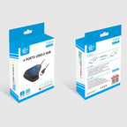KJH P5-015 4 in 1 Hub Converter USB 3.0 Blue Light Expansion Adapter Splitter Charger Connector Splitter For PS5 / Xbox Series X, KJH P5-015