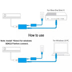 Kinect 2.0 AC Adapter Power Supply For Windows PC / XBOX One S / X, US Plug, For Windows PC / XBOX One S / X