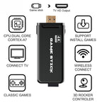 PS3000 64GB 4K Retro Game Stick with 2 Wireless Gamepads 10000+ Games Pre-installed, 64GB