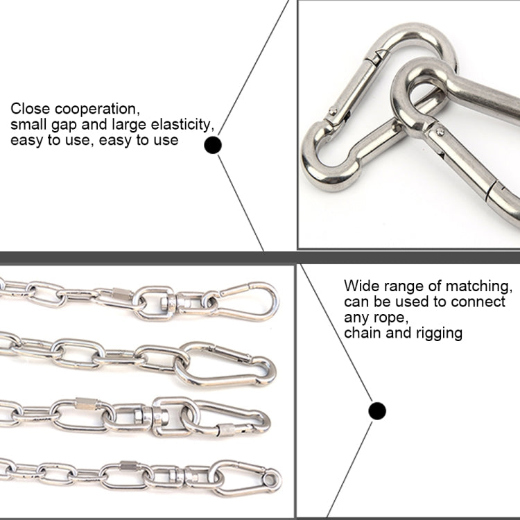 M8 Stainless Steel Carabiner Spring Hook Multi-tool Mountaineering Buckle Lock Camping Hook Rope, Inner Diameter: 7.82mm, M8