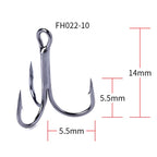 HENGJIA 20 PCS Classic Black High Carbon Steel Fishing Three-jaw Treble Hooks, 10# FH022