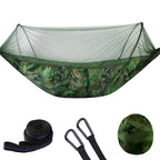 Portable Outdoor Camping Full-automatic Nylon Parachute Hammock with Mosquito Nets, Size : 290 x 140cm, 290x140cm Camouflage, 290x140cm Army Green, 290x140cm Black, 290x140cm Dark Blue, 290x140cm Dark Green, 290x140cm Pink Blue, 290x140cm Green        ...