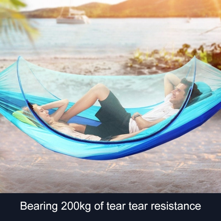 Portable Outdoor Camping Full-automatic Nylon Parachute Hammock with Mosquito Nets, Size : 250 x 120cm, 250x120cm Orange, 250x120cm Blue, 250x120cm Green, 250x120cm Pink Blue, 250x120cm Dark Green, 250x120cm Dark Blue, 250x120cm Black                  ...