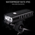 BX3 USB Charging Bicycle Light Front Handlebar Led Light (10 Hours, T6+A02 Lamp), 10 Hours, T6+A02 Lamp