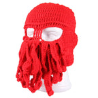 Amurleopard Unisex Barbarian Knit Beanie Octopus Tentacle Cap Winter Warm Face Mask Crochet Hat