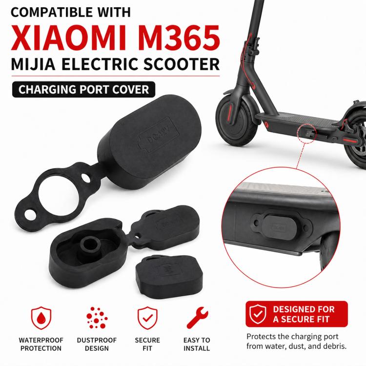 4 PCS Silicone Charging Port Waterproof Cover Dust-proof Plug Electric Scooter Accessories for Xiaomi Mijia M365
