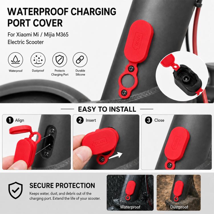 4 PCS Silicone Charging Port Waterproof Cover Dust-proof Plug Electric Scooter Accessories for Xiaomi Mijia M365