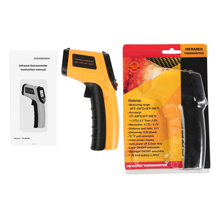 GM533 Portable Digital Laser Point Infrared Thermometer, Temperature Range: -50-530 Celsius Degree, GM533