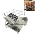 Outdoor Camp Portable Folding Stainless Steel Barbecue Charcoal Grill + Base Plate, Upgrade B