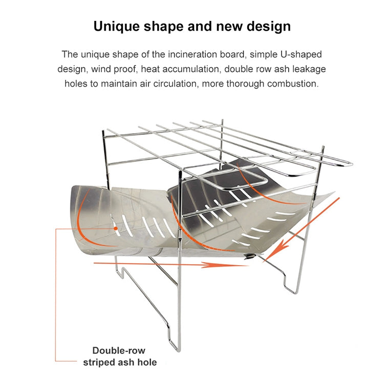 Outdoor Camp Portable Folding Stainless Steel Barbecue Charcoal Grill + Base Plate, Upgrade B