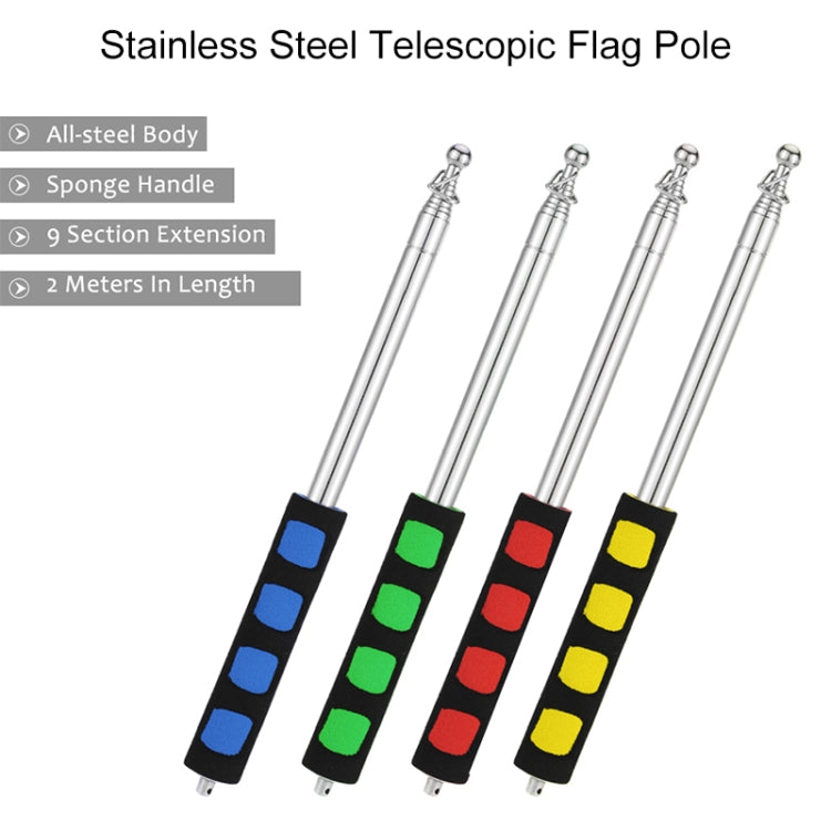 1.6M 7 Knots Telescopic Stainless Steel Rubber Sleeve Teaching Stick Guide Signal Flag, Random Color Delivery, 1.6M 7 Knots